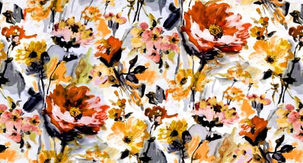 Floral Oil Paint Print Curtain Fabric