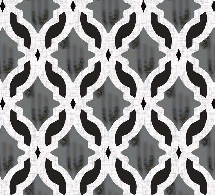 Savona Grey And Black Curtain Material, Trellis Pattern Curtains