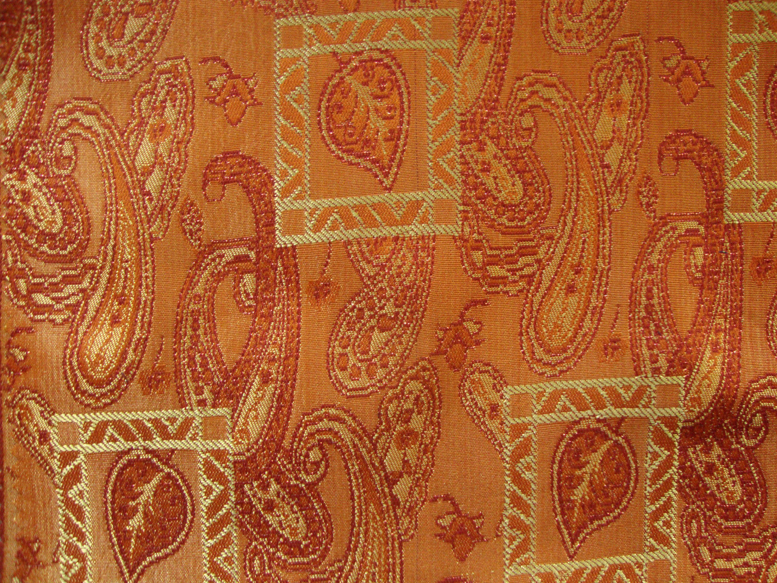 Mughal Paisley Orange Curtain Material Curtains Fabx