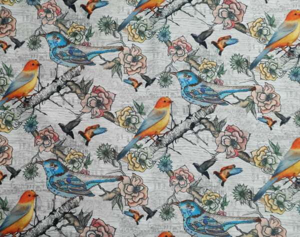 Bird Print Curtain Fabric